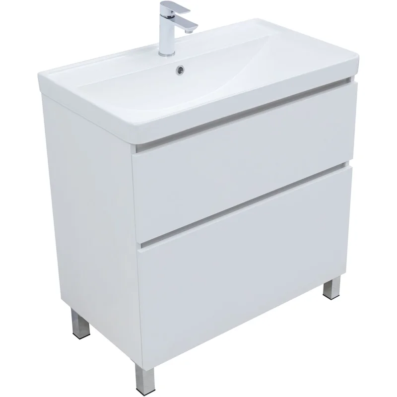 Тумба под раковину Aquanet Вега 80 напольная, белый глянец
