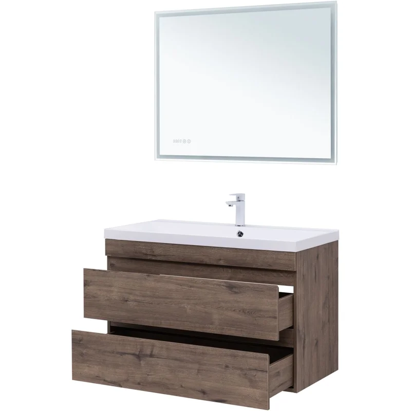 Тумба под раковину Aquanet Нота New 100 дуб веллингтон табак