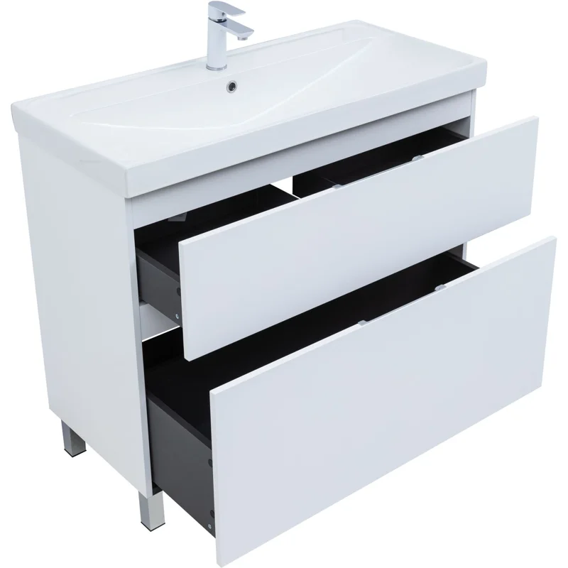 Тумба под раковину Aquanet Алвита New 100 напольная, белый матовый