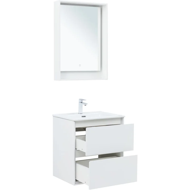 Тумба под раковину Aquanet Милан 60 белый глянец