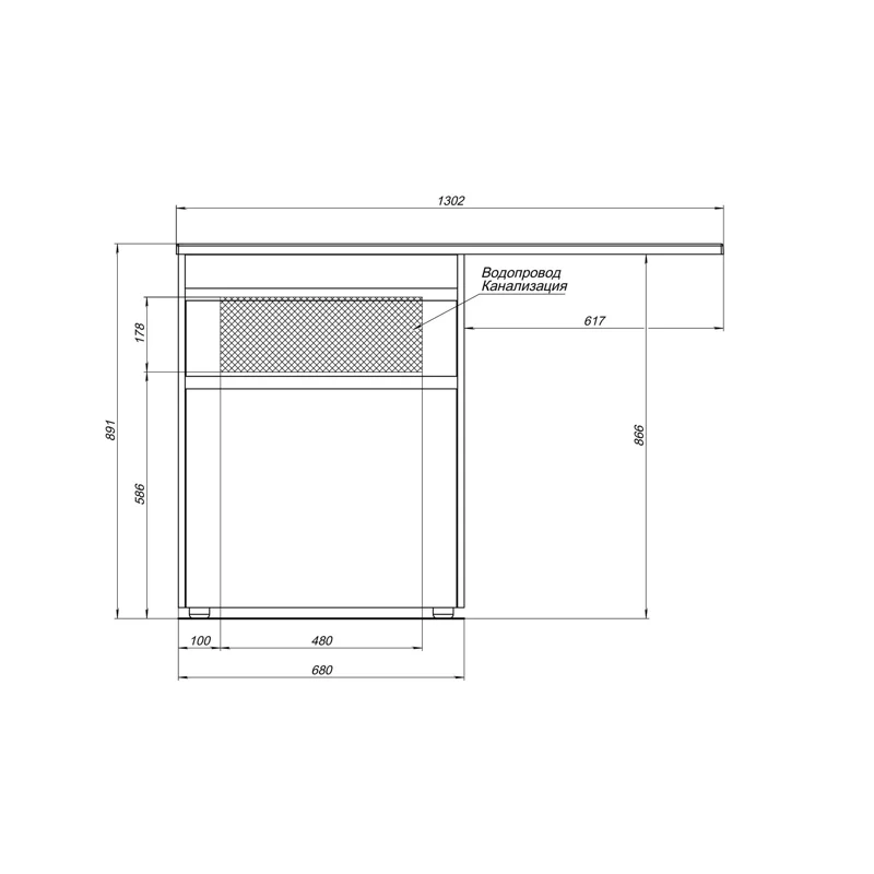 Тумба под раковину Aquanet Токио 68 белый (напольная, 1 ящик)