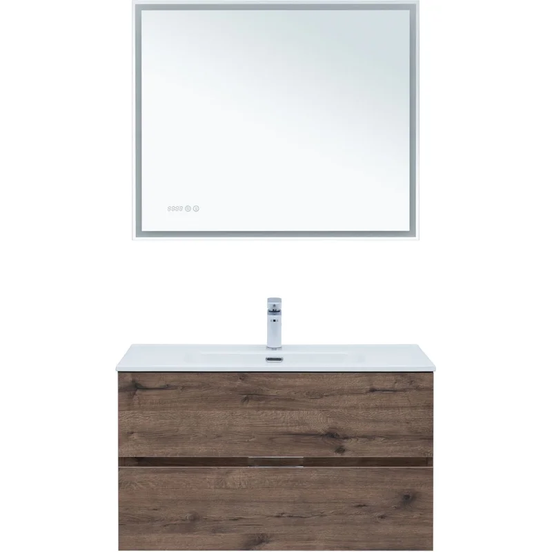 Тумба под раковину Aquanet Алвита New 90 2 ящика, дуб веллингтон табак