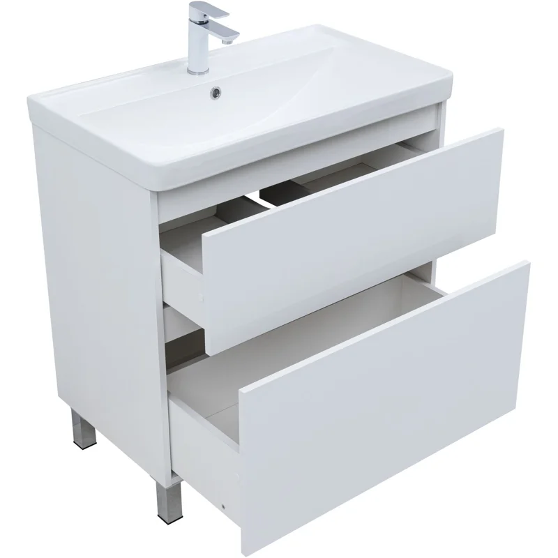 Тумба под раковину Aquanet Вега 80 напольная, белый глянец