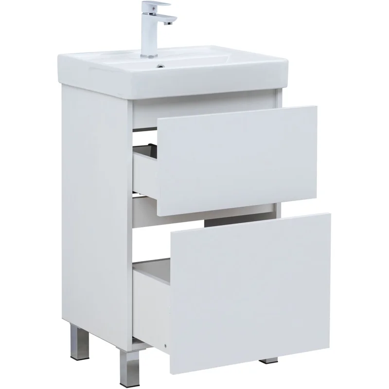 Тумба под раковину Aquanet Вега 50 напольная, белый глянец