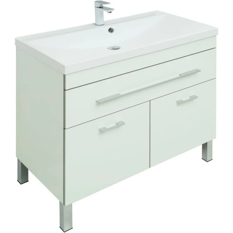 Тумба с раковиной Aquanet Верона 90 белый (напольная 1 ящик 2 дверцы)