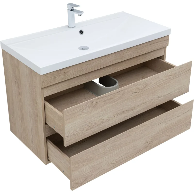 Тумба под раковину Aquanet Нота New 100 дуб светлый