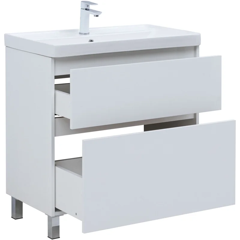 Тумба под раковину Aquanet Вега 80 напольная, белый глянец