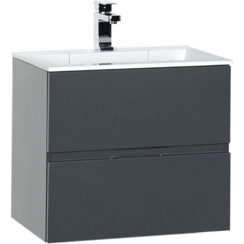 Тумба с раковиной Aquanet Алвита 60 серый антрацит