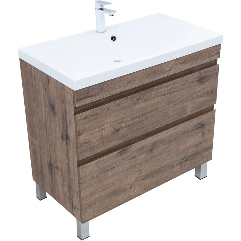 Тумба под раковину Aquanet Нота New 90 напольная, дуб веллингтон табак