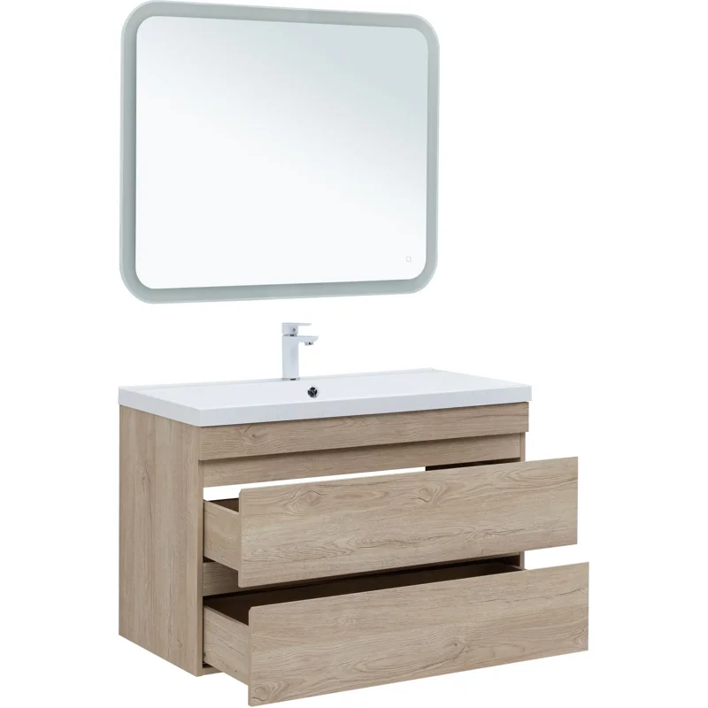 Тумба под раковину Aquanet Нота New 100 дуб светлый