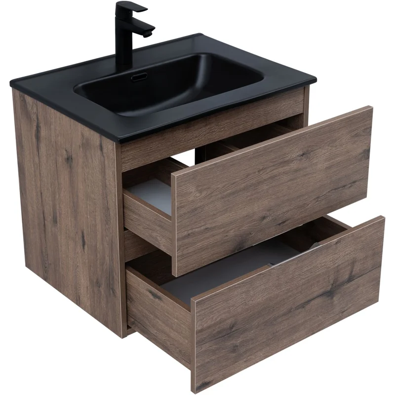 Тумба под раковину Aquanet Алвита New 60 2 ящика, дуб веллингтон табак