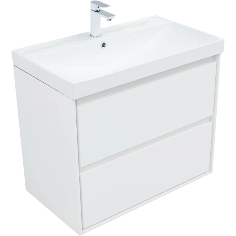 Тумба под раковину Aquanet Милан 80 белый глянец