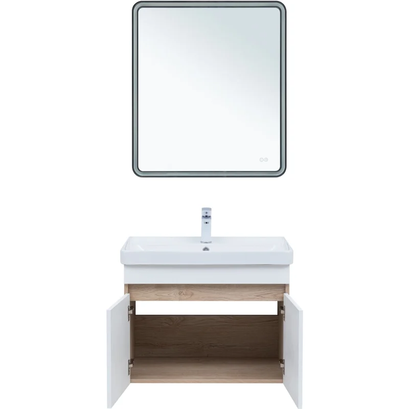 Тумба под раковину Aquanet Оптима 70 дуб светлый/белый сатин