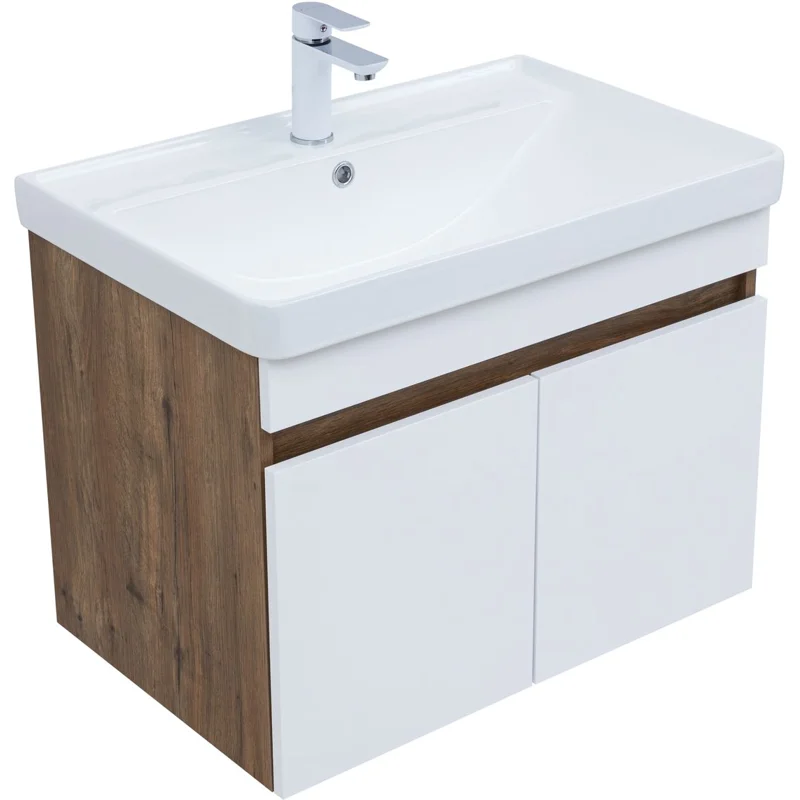 Тумба под раковину Aquanet Оптима 70 дуб рустикальный/белый сатин