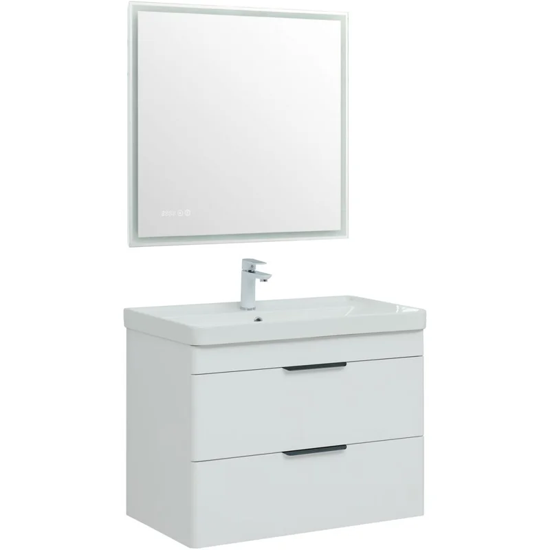 Тумба под раковину Aquanet Ирис New 80 белый глянец (2 ящика)