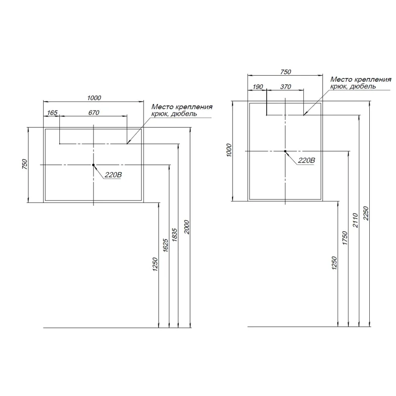 Зеркало Aquanet Оптима 100 белый матовый