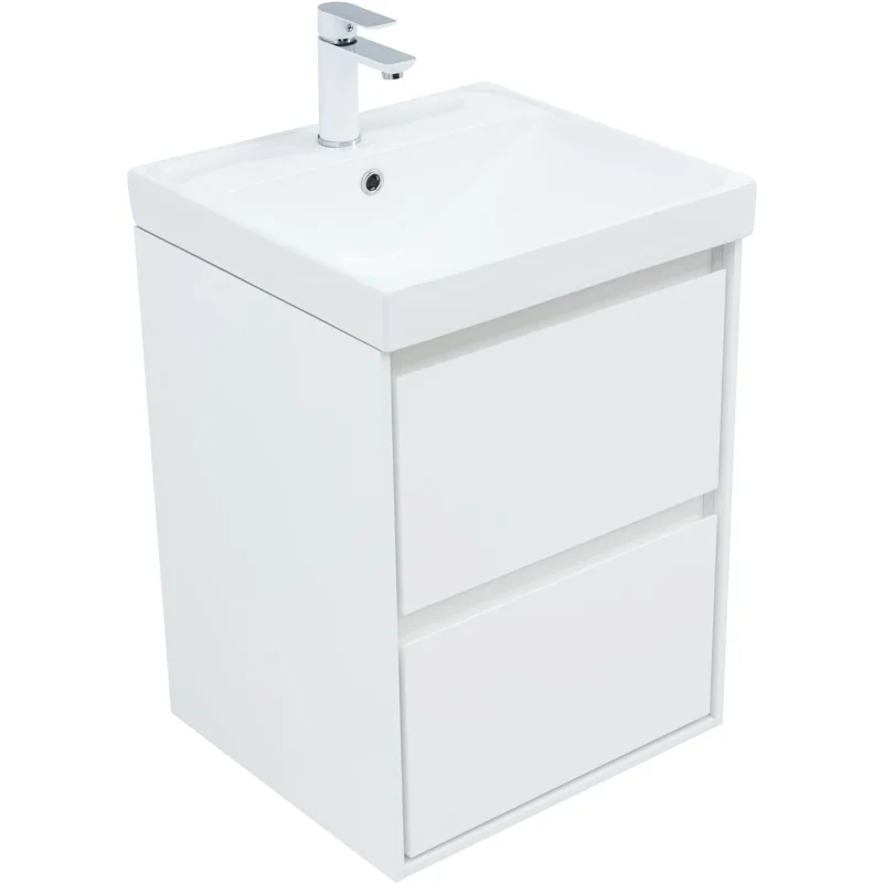 Тумба под раковину Aquanet Милан 50 белый глянец