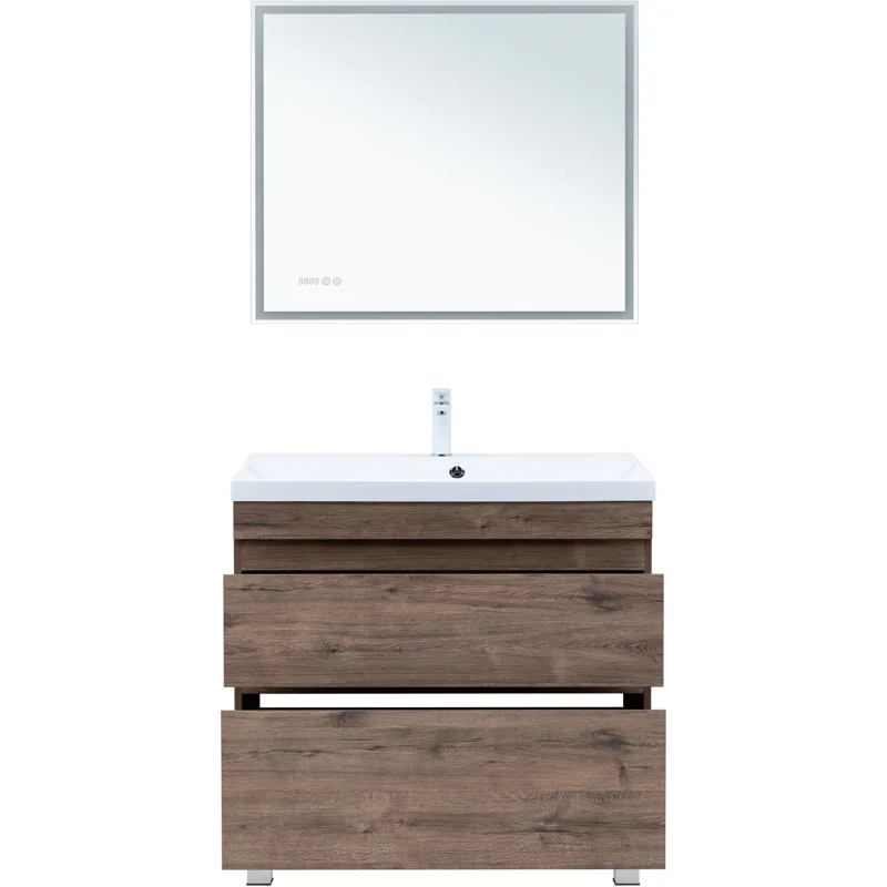 Тумба под раковину Aquanet Нота New 90 напольная, дуб веллингтон табак