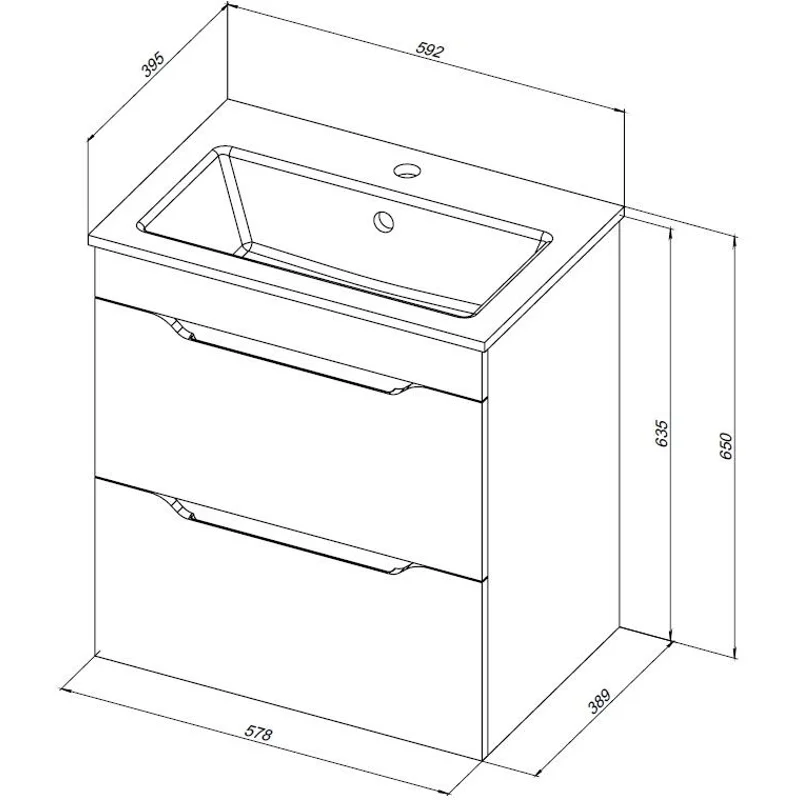 Тумба под раковину Aquanet Практика 60 белый матовый (2 ящика)