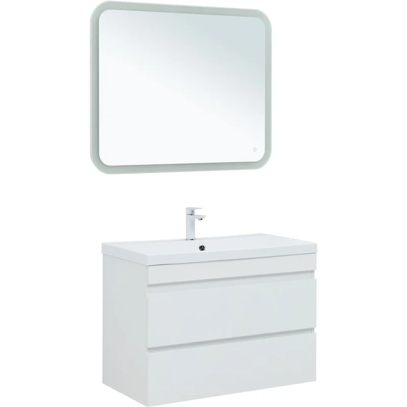 Тумба под раковину Aquanet Нота New 90 белый глянец