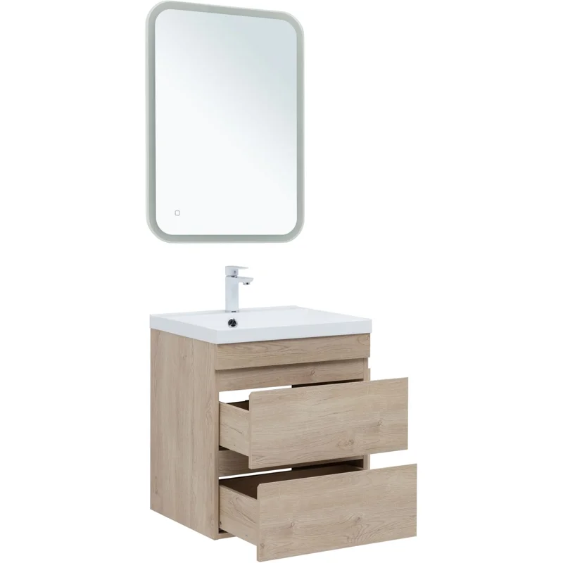 Тумба под раковину Aquanet Нота New 60 дуб светлый