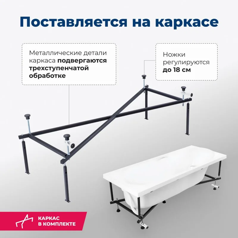 Акриловая ванна Aquanet Dali 170x70 (с каркасом)