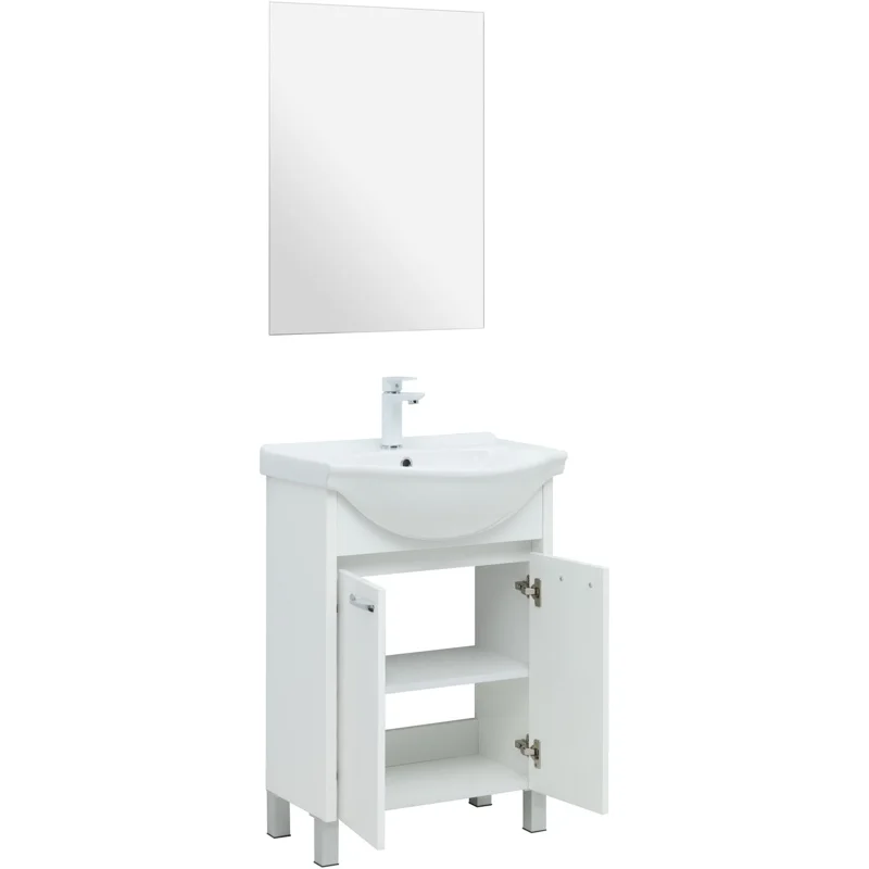 Тумба под раковину Aquanet Донна 60 белый глянец