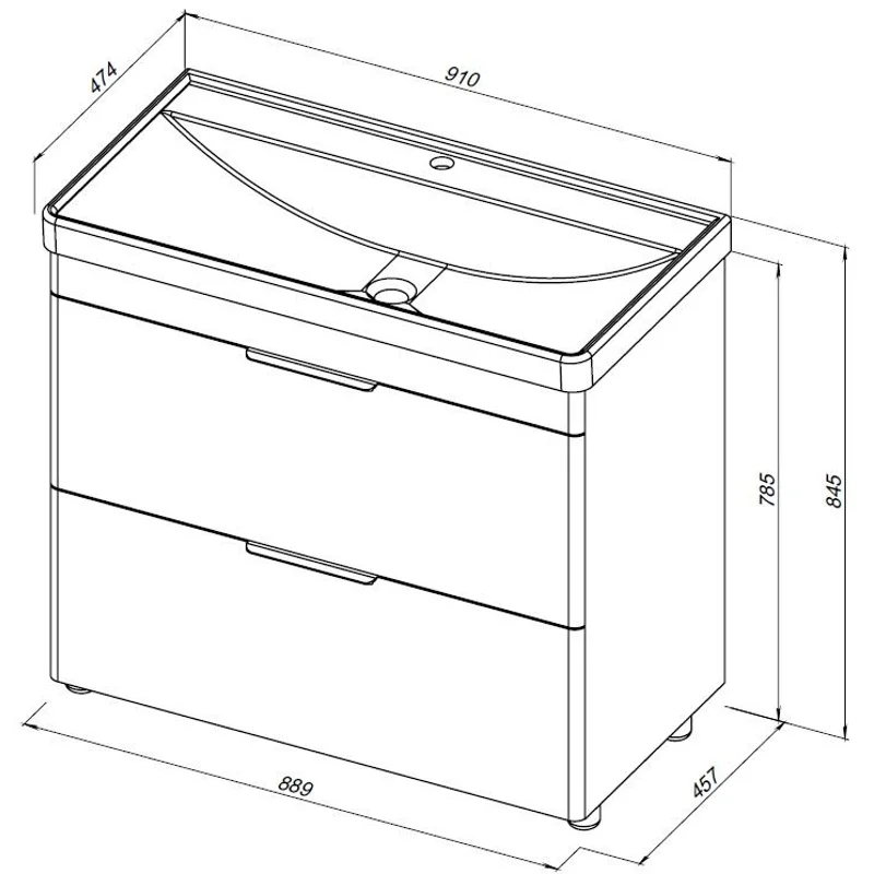 Тумба под раковину Aquanet Ирис New 90 напольная, белый глянец