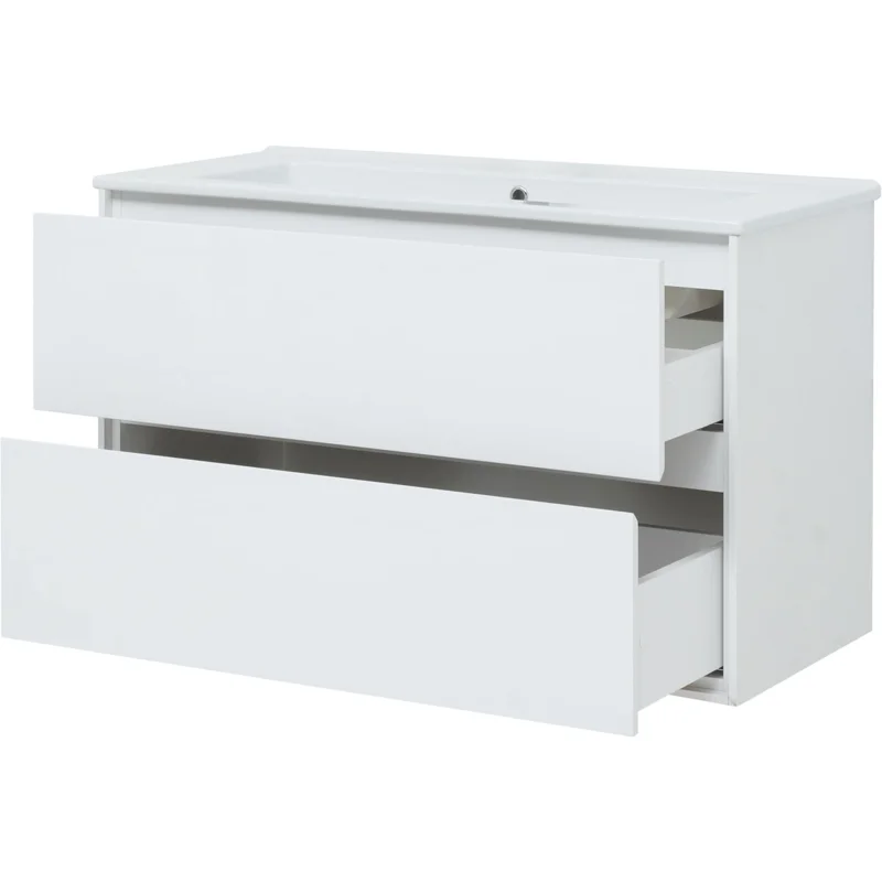 Тумба под раковину Aquanet Милан 105 белый глянец
