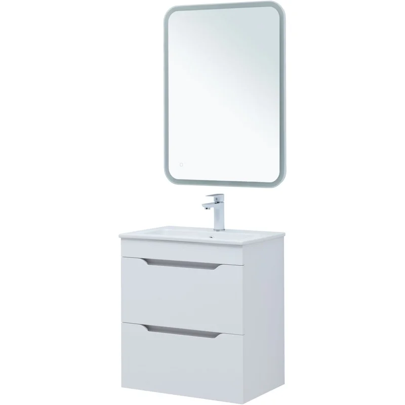 Тумба под раковину Aquanet Практика 60 белый матовый (2 ящика)