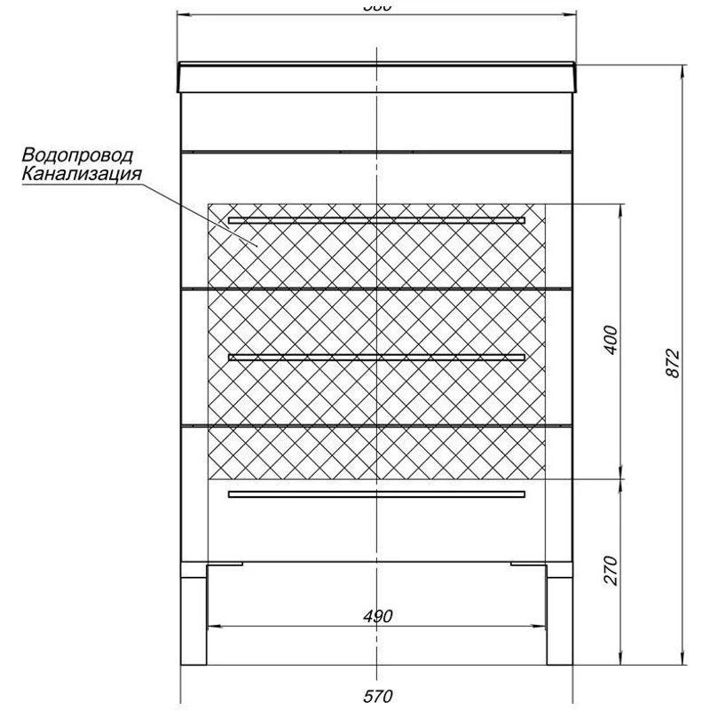 Тумба с раковиной Aquanet Верона 60 белый (напольная 3 ящика)