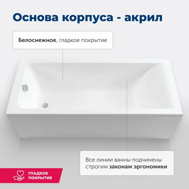 Акриловая ванна Aquanet Bright 180x80 (с каркасом)