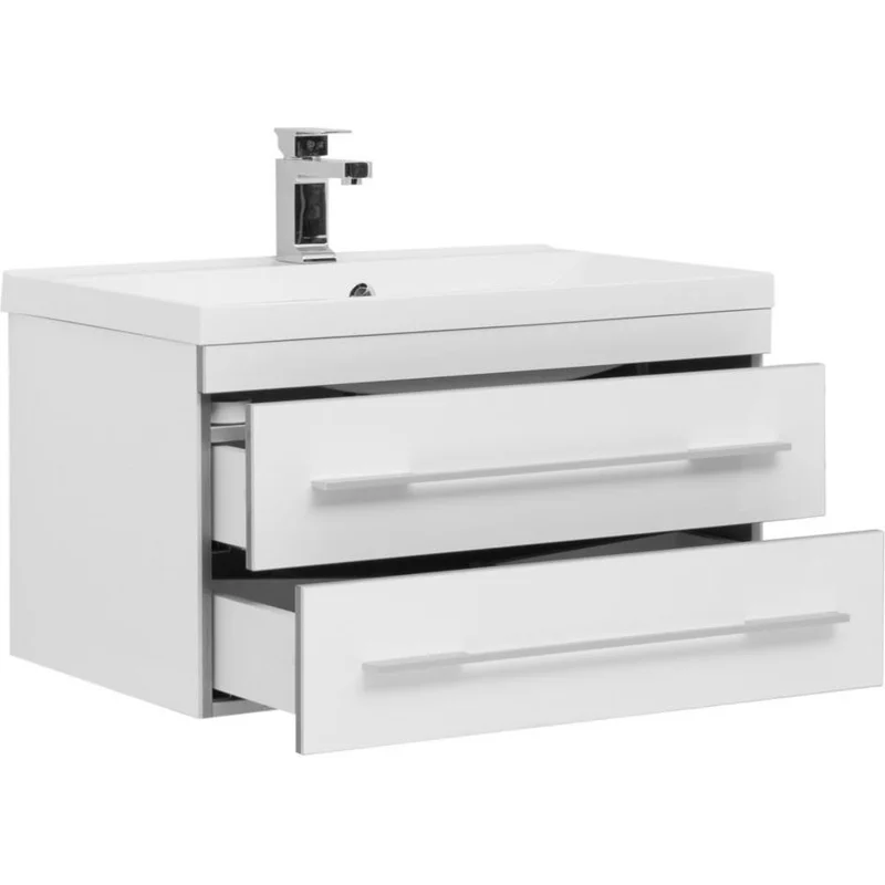 Тумба с раковиной Aquanet Верона 75 белый (подвесная 2 ящика)