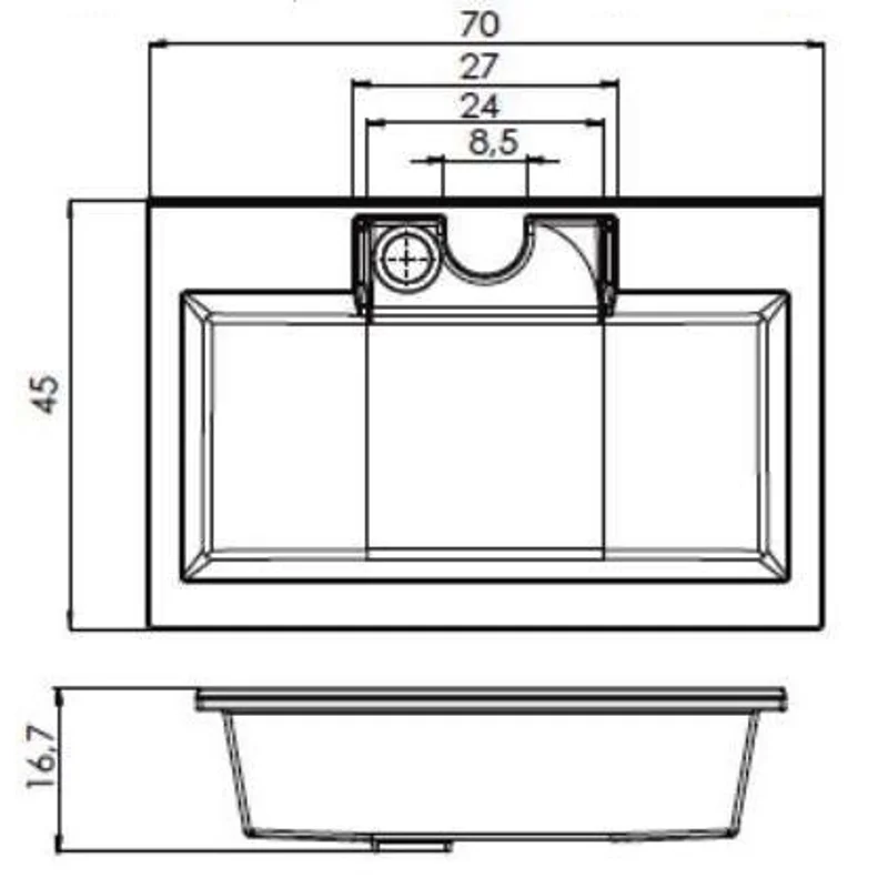 Раковина для тумбы Aquanet Фортуна 70