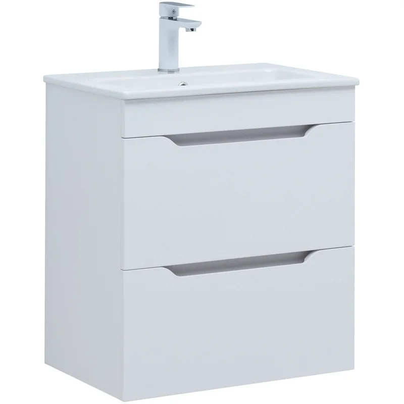 Тумба под раковину Aquanet Практика 60 белый матовый (2 ящика)