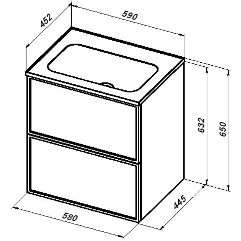 Тумба под раковину Aquanet Арт 60 ясень графит