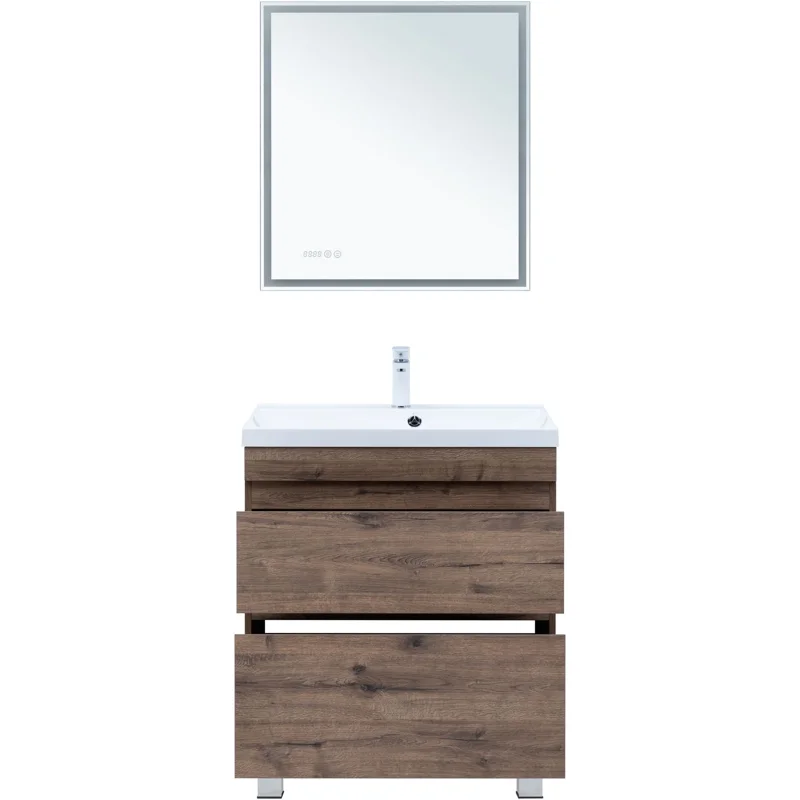 Тумба под раковину Aquanet Нота New 75 напольная, дуб веллингтон табак