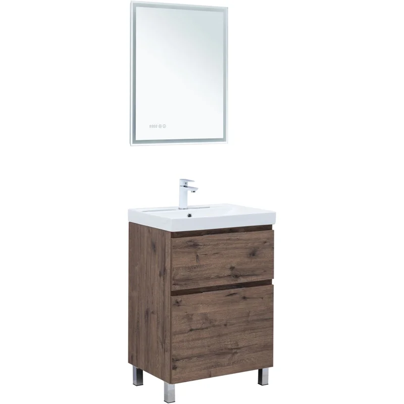 Тумба под раковину Aquanet Алвита New 60 напольная, дуб веллингтон табак