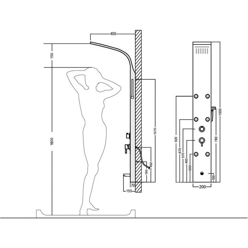 Душевая панель Galaxy Shine с гидромассажем и изливом