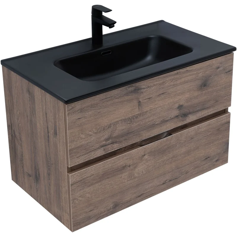 Тумба под раковину Aquanet Алвита New 80 2 ящика, дуб веллингтон табак