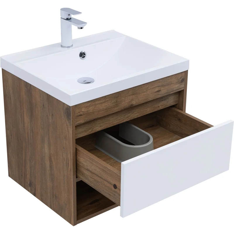 Тумба под раковину Aquanet Тренд 60 дуб рустикальный/белый сатин