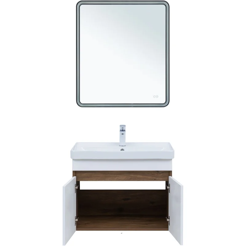 Тумба под раковину Aquanet Оптима 70 дуб рустикальный/белый сатин