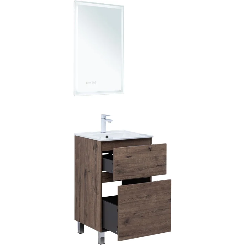 Тумба под раковину Aquanet Алвита New 50 напольная, дуб веллингтон табак