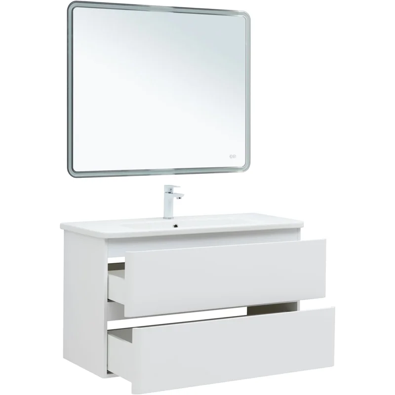 Тумба под раковину Aquanet Эмбер 105 белый матовый