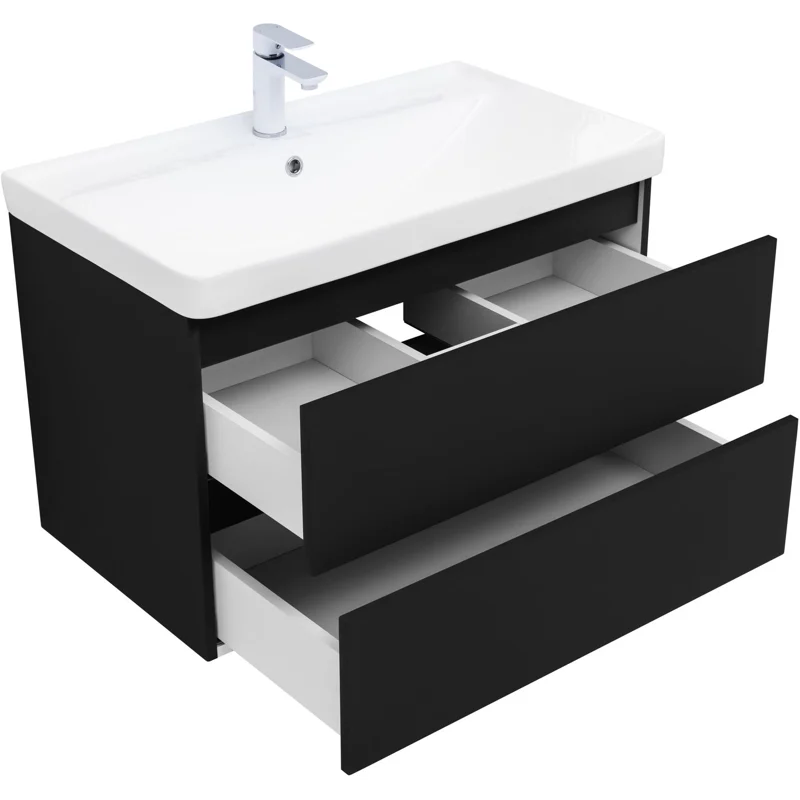 Тумба под раковину Aquanet Вега 2.0 80 черный