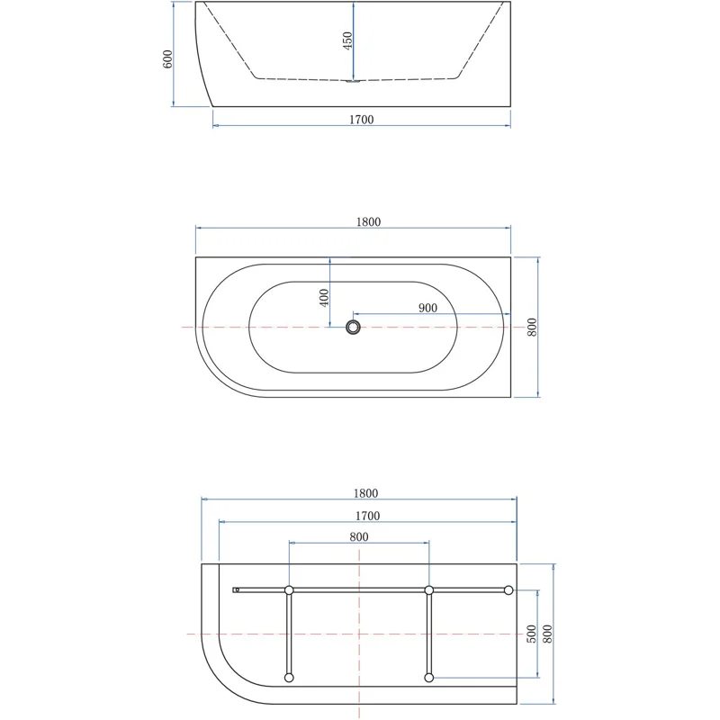 Акриловая ванна Aquanet Family Elegant B 180x80 3806-N-GW-MB