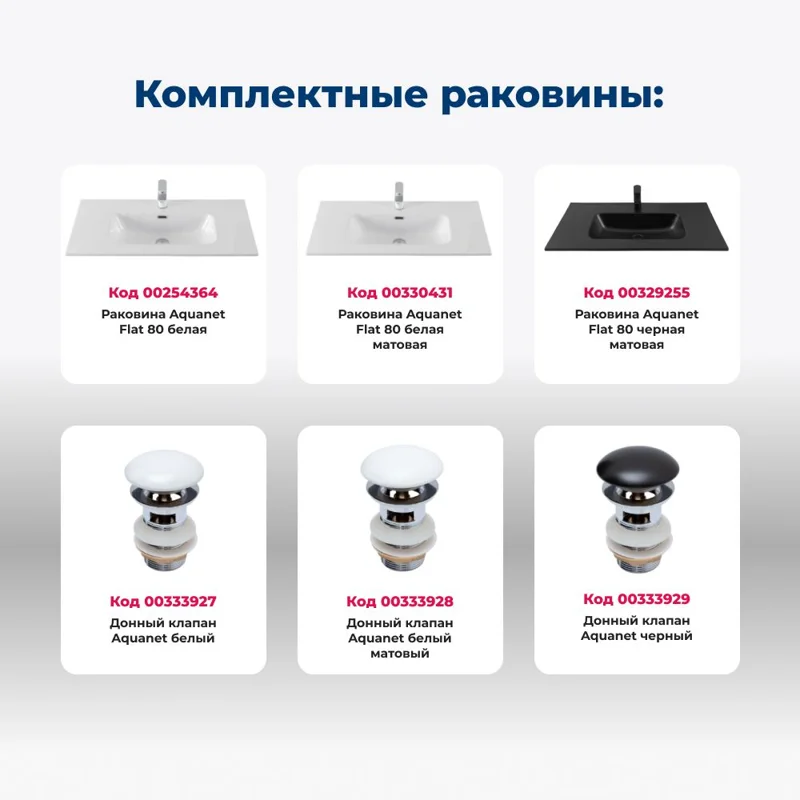 Тумба под раковину Aquanet Джейн (Flat) 80 белый матовый