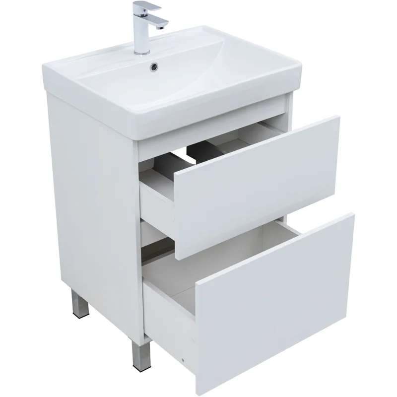 Тумба под раковину Aquanet Вега 60 напольная, белый глянец