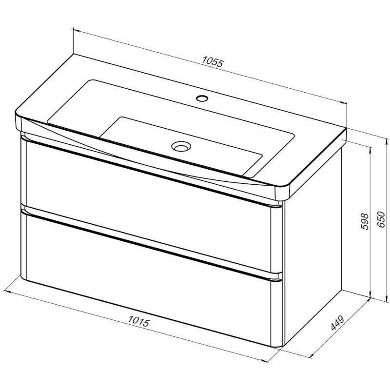 Тумба под раковину Aquanet Эмбер 105 белый матовый