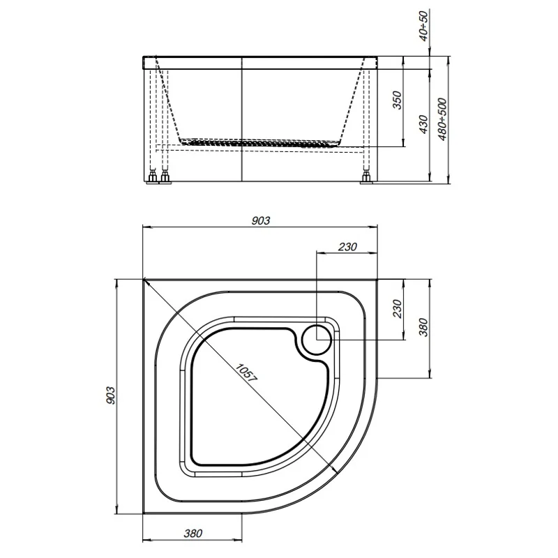 Душевой поддон Aquanet Optimal 90х90 глубокий